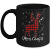 Merry Christmas Reindeer Red Plaid Family Matching Xmas Mug | siriusteestore