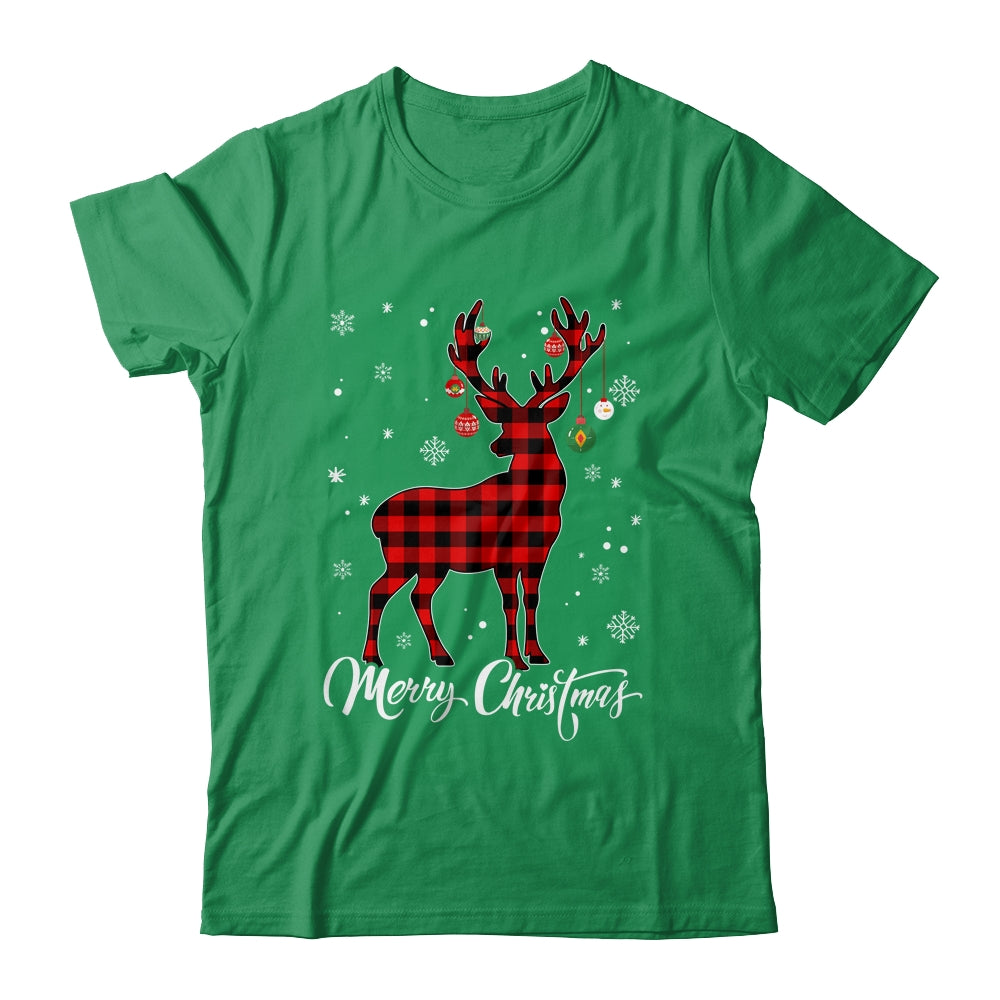 Merry Christmas Reindeer Red Plaid Family Matching Xmas Shirt & Sweatshirt | siriusteestore