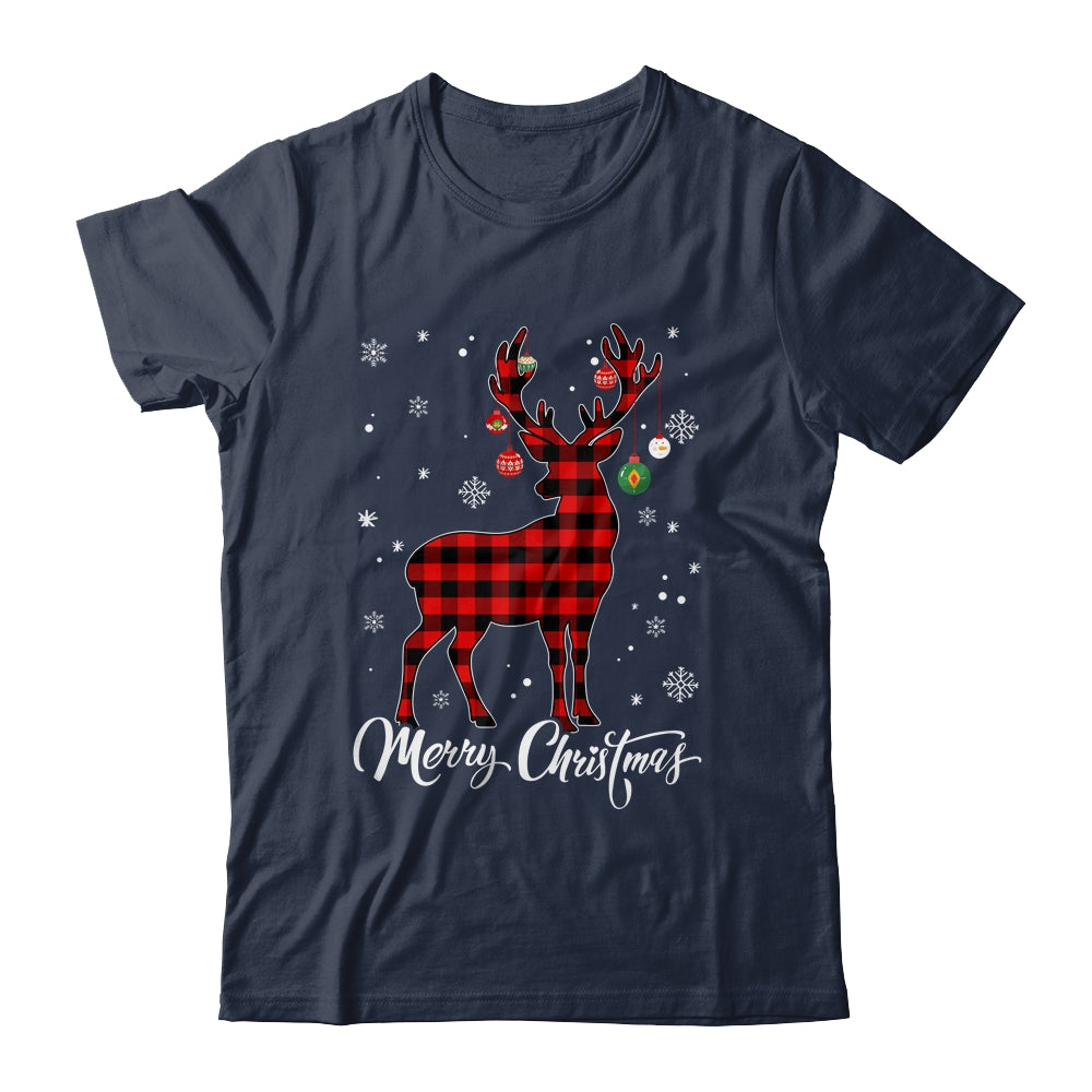 Merry Christmas Reindeer Red Plaid Family Matching Xmas Shirt & Sweatshirt | siriusteestore