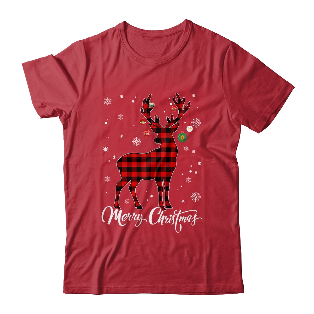 Merry Christmas Reindeer Red Plaid Family Matching Xmas Shirt & Sweatshirt | siriusteestore