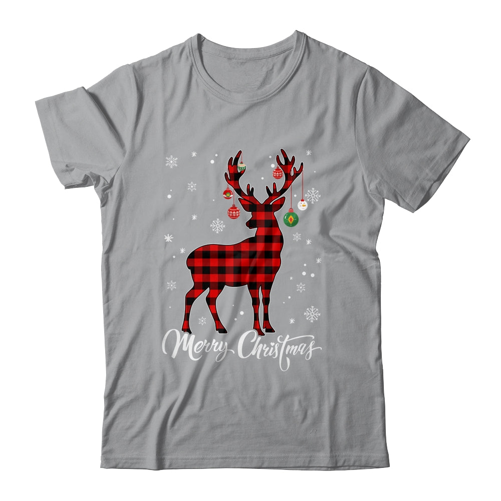 Merry Christmas Reindeer Red Plaid Family Matching Xmas Shirt & Sweatshirt | siriusteestore