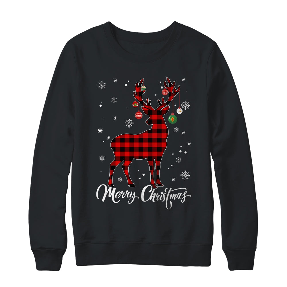 Merry Christmas Reindeer Red Plaid Family Matching Xmas Shirt & Sweatshirt | siriusteestore