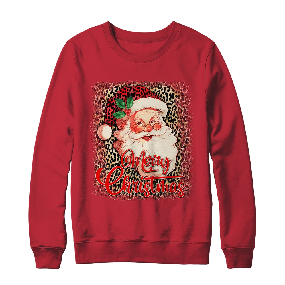 Merry Christmas Santa Claus Face Leopard Vintage 70s Santa Shirt & Sweatshirt | siriusteestore