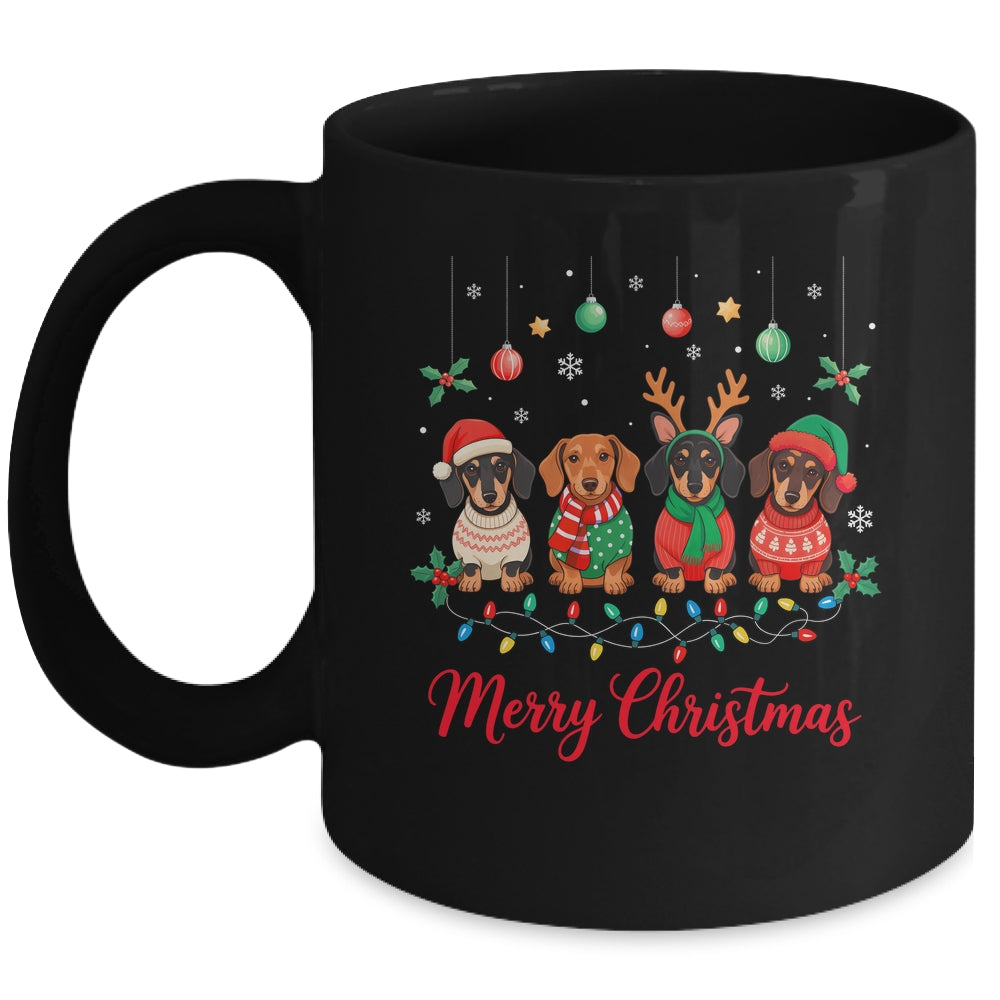 Merry Christmas Santa Reindeer Dachshund Weiner Dogs Xmas Mug | siriusteestore
