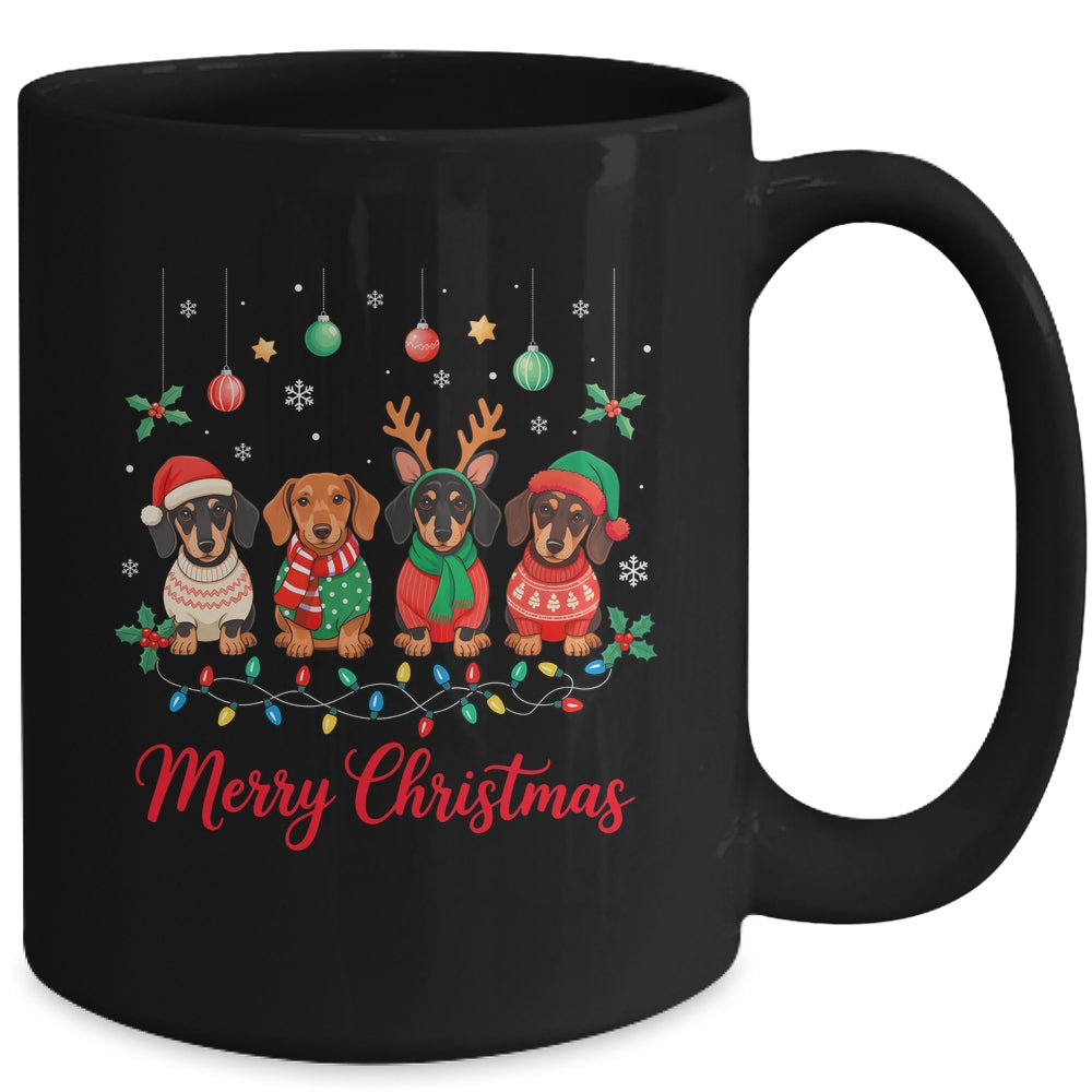 Merry Christmas Santa Reindeer Dachshund Weiner Dogs Xmas Mug | siriusteestore