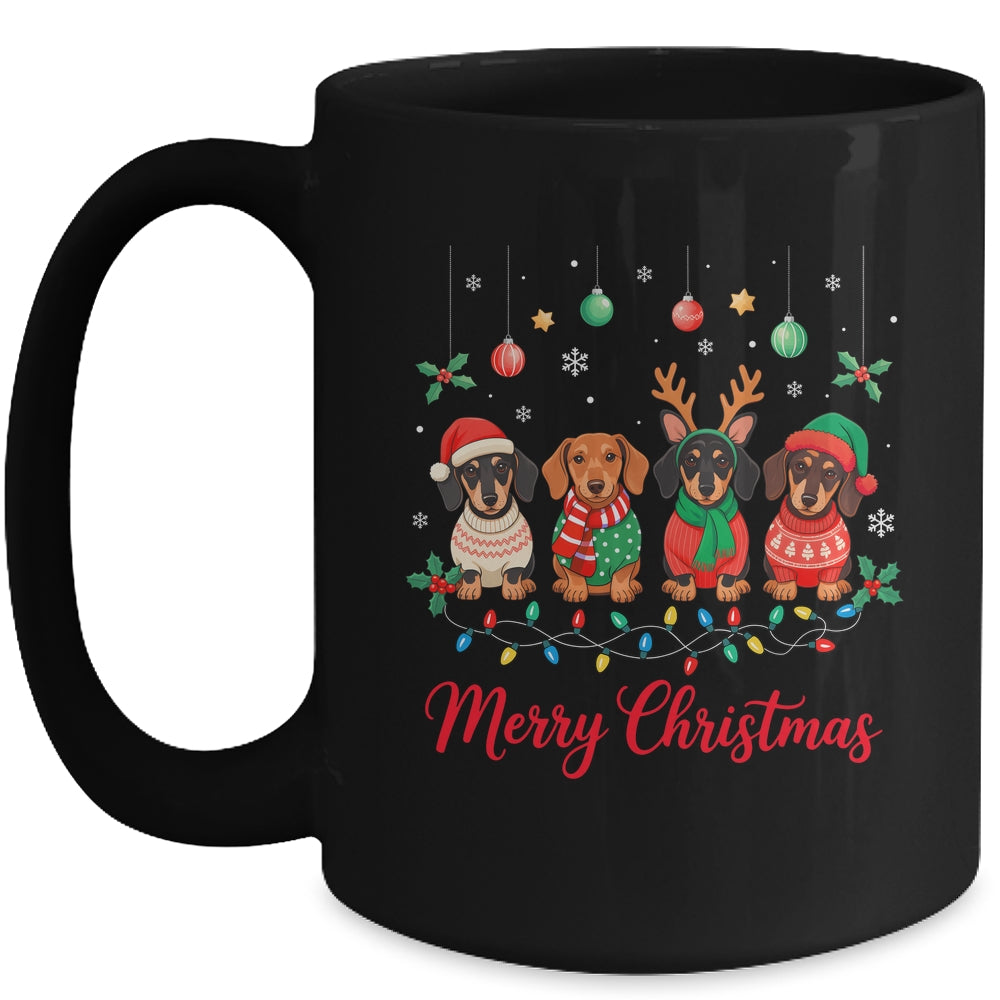 Merry Christmas Santa Reindeer Dachshund Weiner Dogs Xmas Mug | siriusteestore
