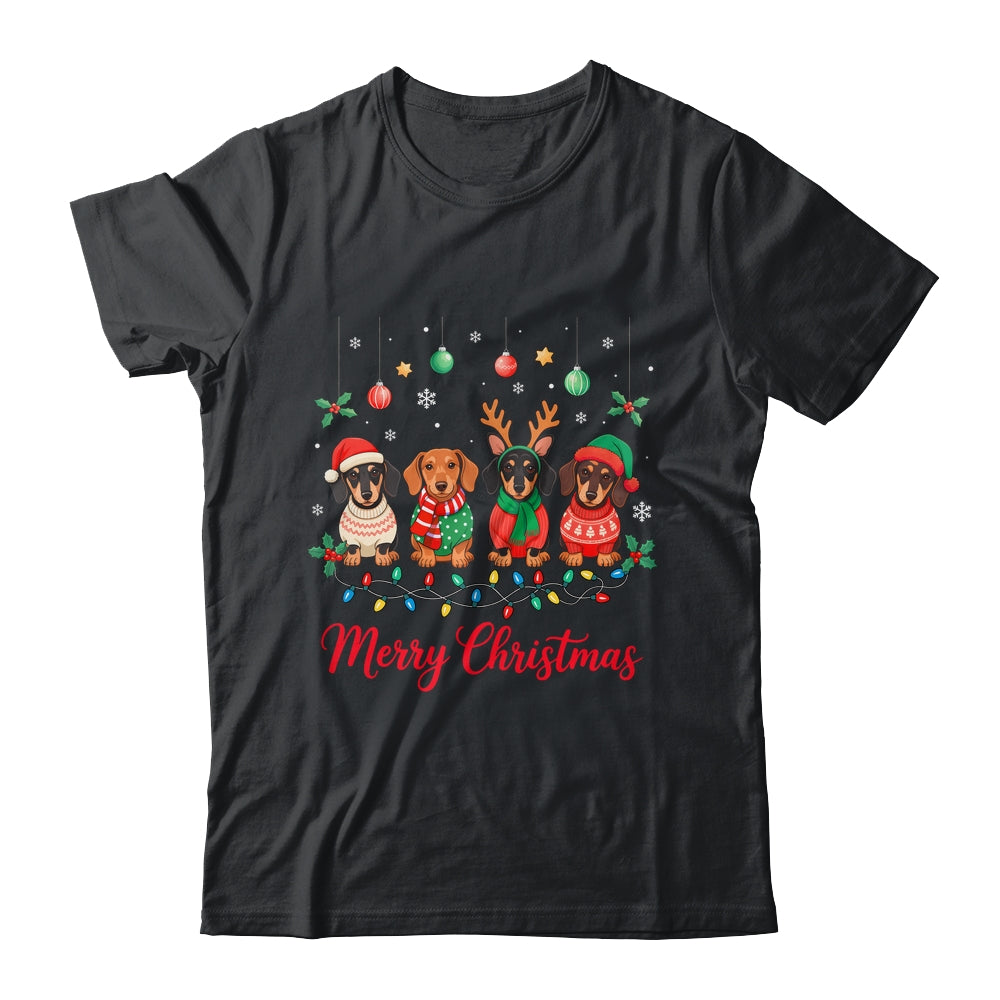 Merry Christmas Santa Reindeer Dachshund Weiner Dogs Xmas Shirt & Sweatshirt | siriusteestore