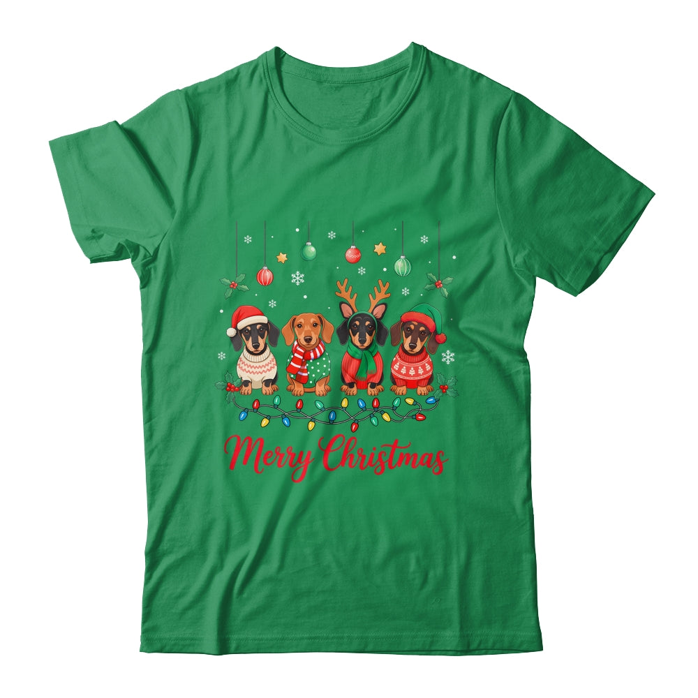Merry Christmas Santa Reindeer Dachshund Weiner Dogs Xmas Shirt & Sweatshirt | siriusteestore