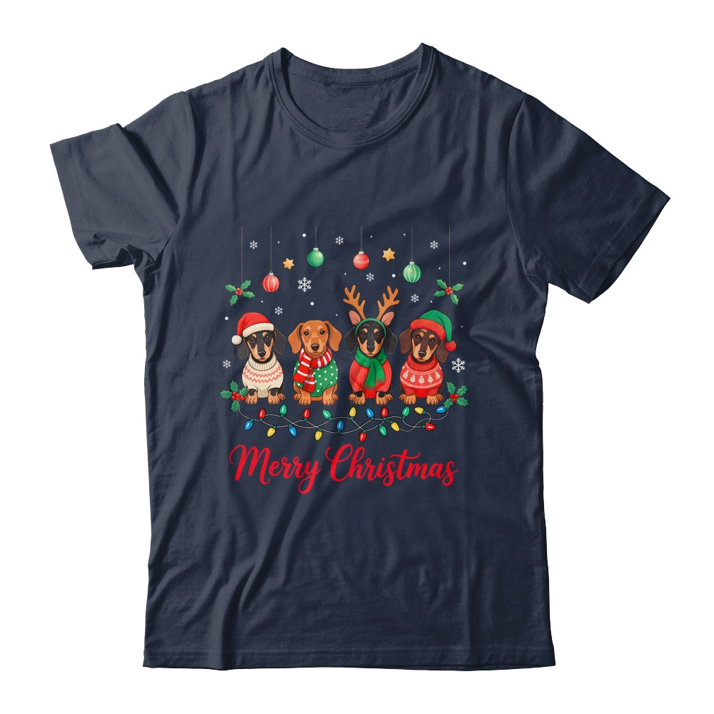 Merry Christmas Santa Reindeer Dachshund Weiner Dogs Xmas Shirt & Sweatshirt | siriusteestore