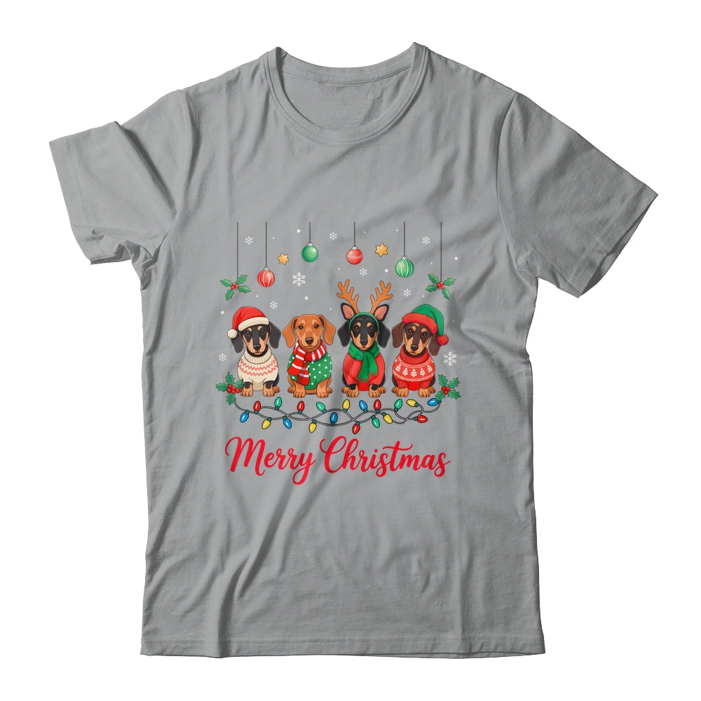 Merry Christmas Santa Reindeer Dachshund Weiner Dogs Xmas Shirt & Sweatshirt | siriusteestore
