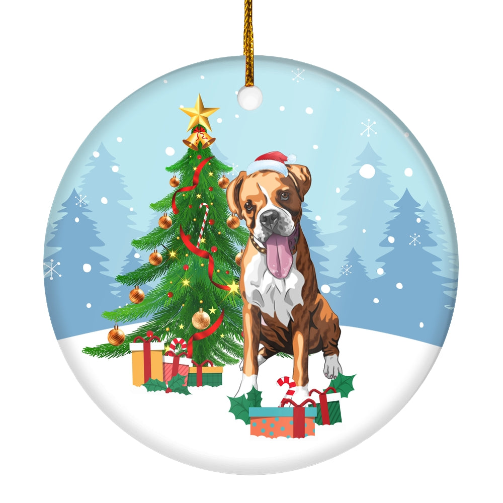 Merry Christmas Tree Boxer Christmas and Dogs Gift for Dog Lovers Christmas Tree Ornament | siriusteestore