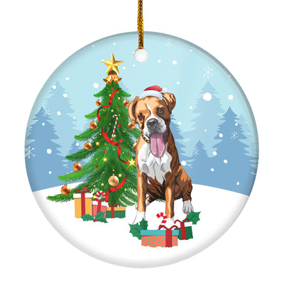 Merry Christmas Tree Boxer Christmas and Dogs Gift for Dog Lovers Christmas Tree Ornament | siriusteestore