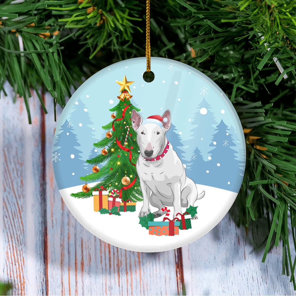 Merry Christmas Tree Bull Terrier Christmas and Dogs Gift for Dog Lovers Christmas Tree Ornament | siriusteestore