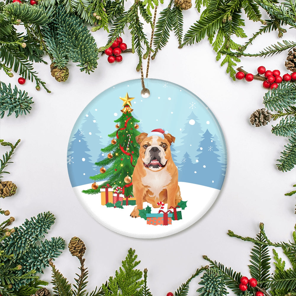 Merry Christmas Tree Bulldog Christmas and Dogs Gift for Dog Lovers Christmas Tree Ornament | siriusteestore