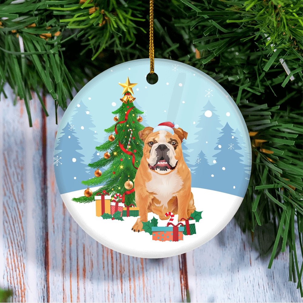 Merry Christmas Tree Bulldog Christmas and Dogs Gift for Dog Lovers Christmas Tree Ornament | siriusteestore