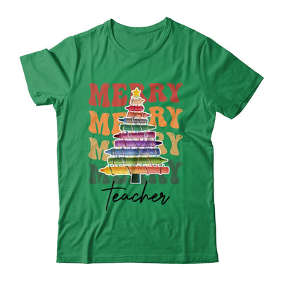Merry Christmas Tree Crayon Light Student Teacher Christmas Shirt & Sweatshirt | siriusteestore