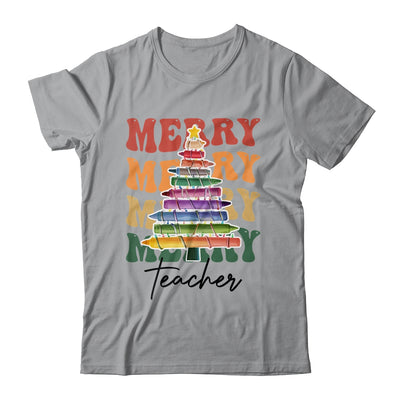 Merry Christmas Tree Crayon Light Student Teacher Christmas Shirt & Sweatshirt | siriusteestore