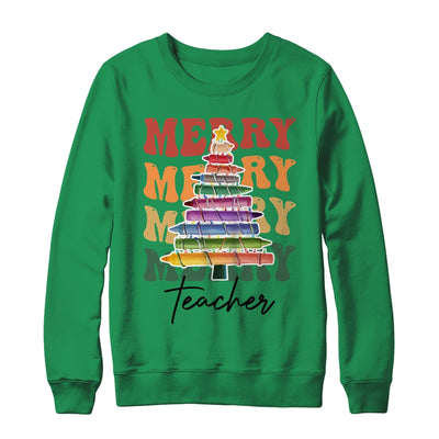 Merry Christmas Tree Crayon Light Student Teacher Christmas Shirt & Sweatshirt | siriusteestore