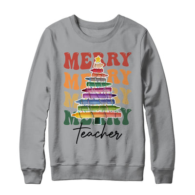 Merry Christmas Tree Crayon Light Student Teacher Christmas Shirt & Sweatshirt | siriusteestore