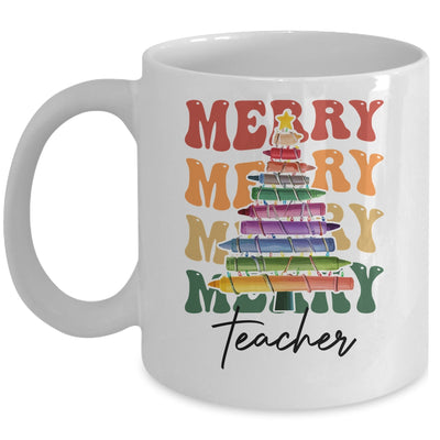 Merry Christmas Tree Crayon Light Student Teacher Christmas Mug | siriusteestore