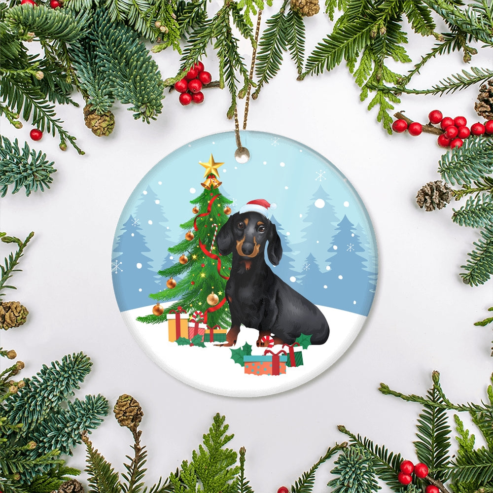 Merry Christmas Tree Dachshund Christmas and Dogs Gift for Dog Lovers Christmas Tree Ornament | siriusteestore