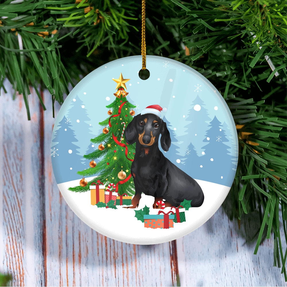 Merry Christmas Tree Dachshund Christmas and Dogs Gift for Dog Lovers Christmas Tree Ornament | siriusteestore
