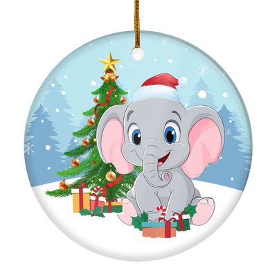 Merry Christmas Tree Elephant Christmas Tree Ornament | siriusteestore