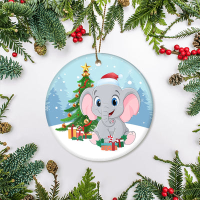 Merry Christmas Tree Elephant Christmas Tree Ornament | siriusteestore