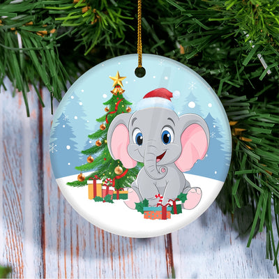 Merry Christmas Tree Elephant Christmas Tree Ornament | siriusteestore