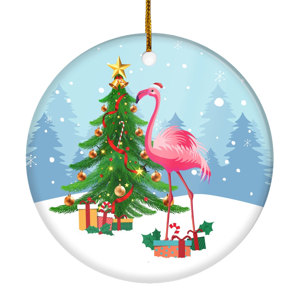Merry Christmas Tree Flamingo Christmas Tree Ornament | siriusteestore