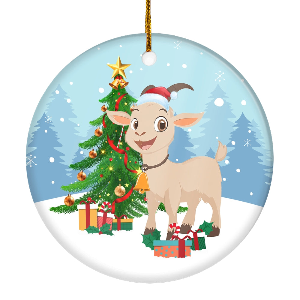 Merry Christmas Tree Goat Christmas Tree Ornament | siriusteestore