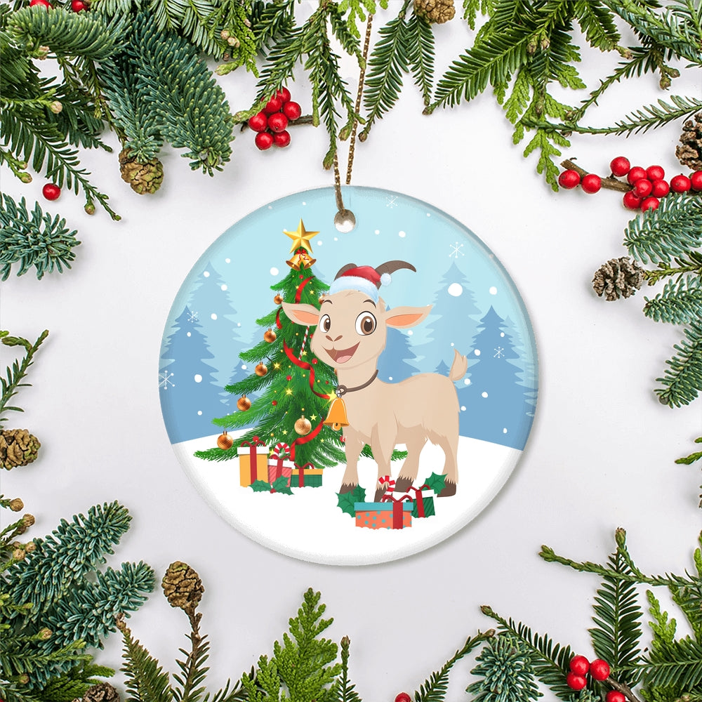 Merry Christmas Tree Goat Christmas Tree Ornament | siriusteestore