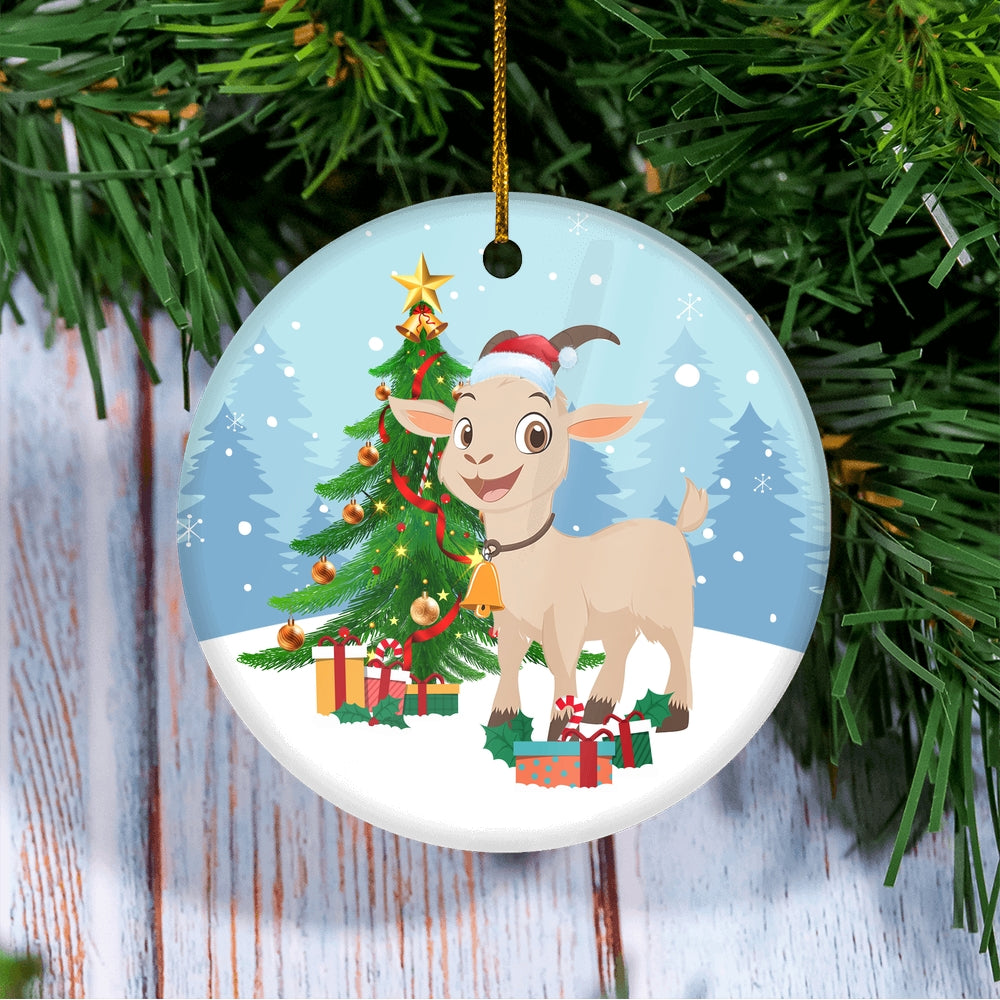 Merry Christmas Tree Goat Christmas Tree Ornament | siriusteestore