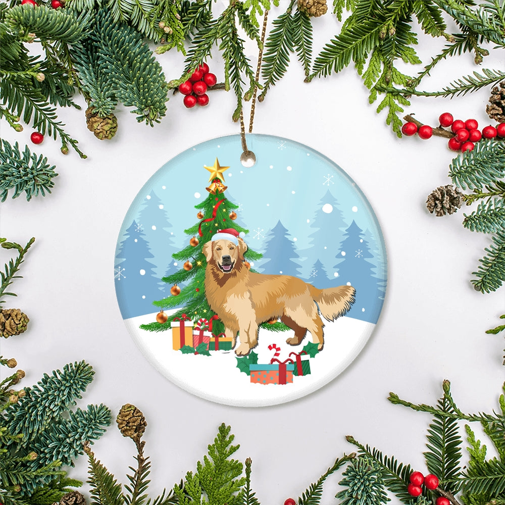 Merry Christmas Tree Golden Retriever Christmas and Dogs Gift for Dog Lovers Christmas Tree Ornament | siriusteestore