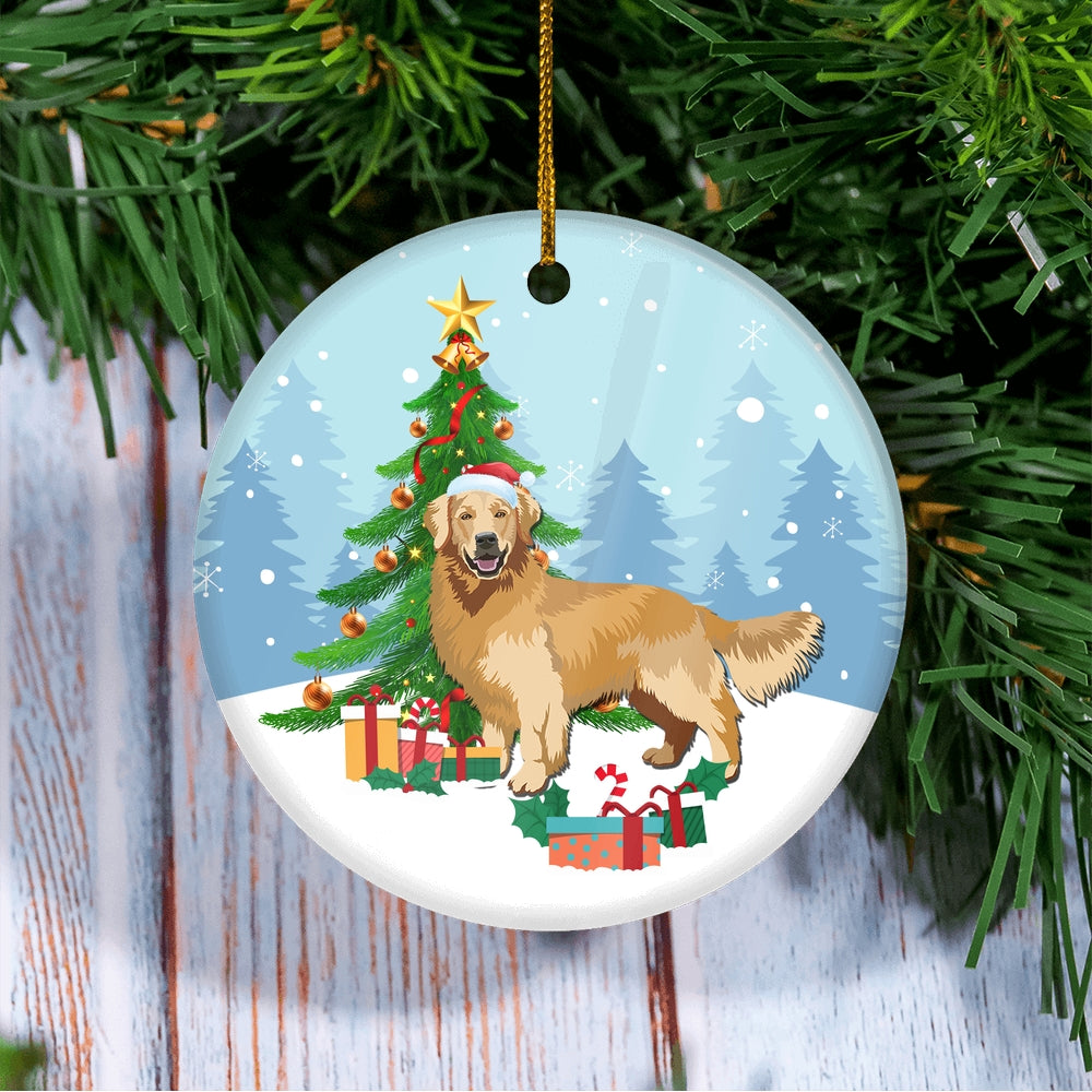 Merry Christmas Tree Golden Retriever Christmas and Dogs Gift for Dog Lovers Christmas Tree Ornament | siriusteestore