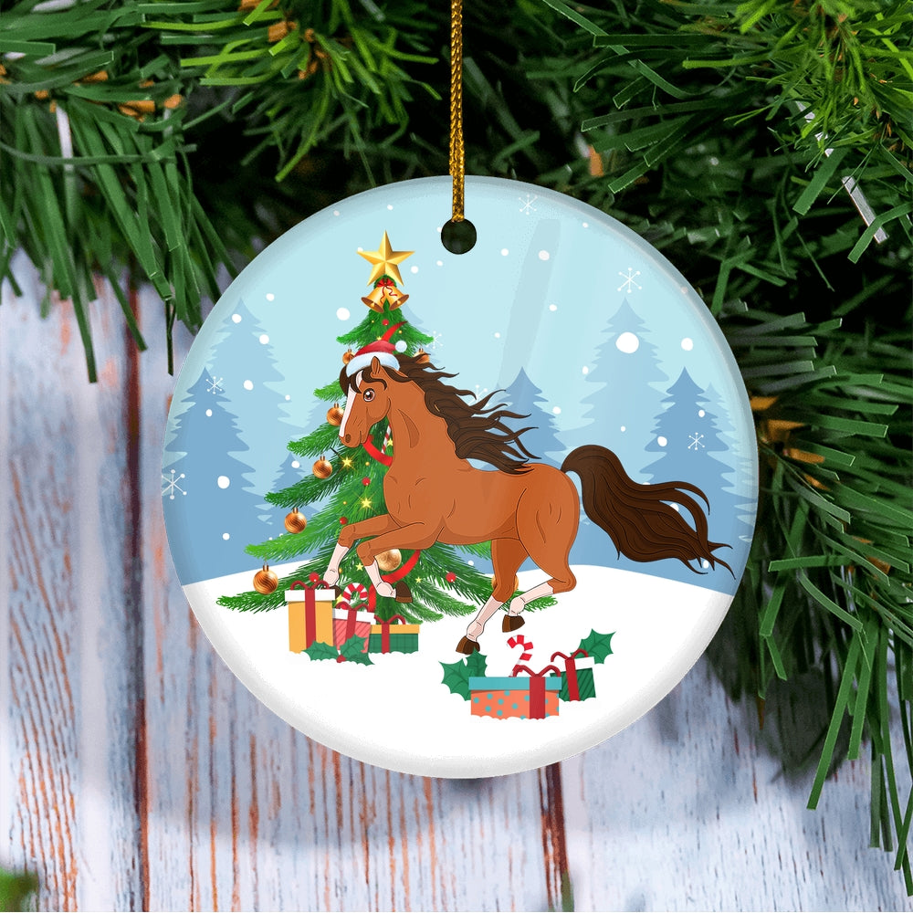 Merry Christmas Tree Horse Christmas Tree Ornament | siriusteestore