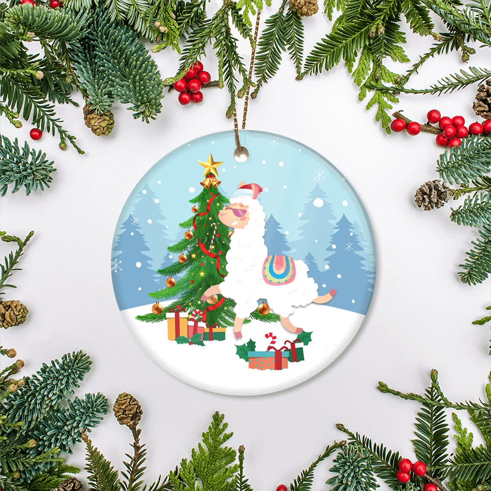 Merry Christmas Tree Llama Christmas Tree Ornament | siriusteestore