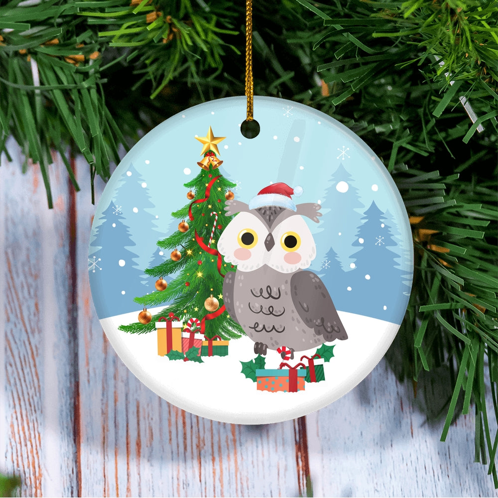 Merry Christmas Tree Owl Christmas Tree Ornament | siriusteestore
