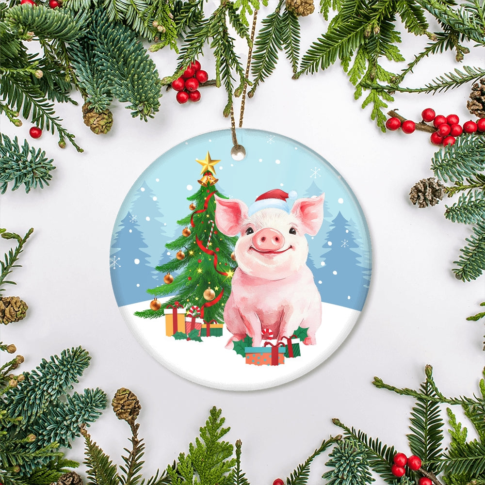 Merry Christmas Tree Pig Christmas Tree Ornament | siriusteestore