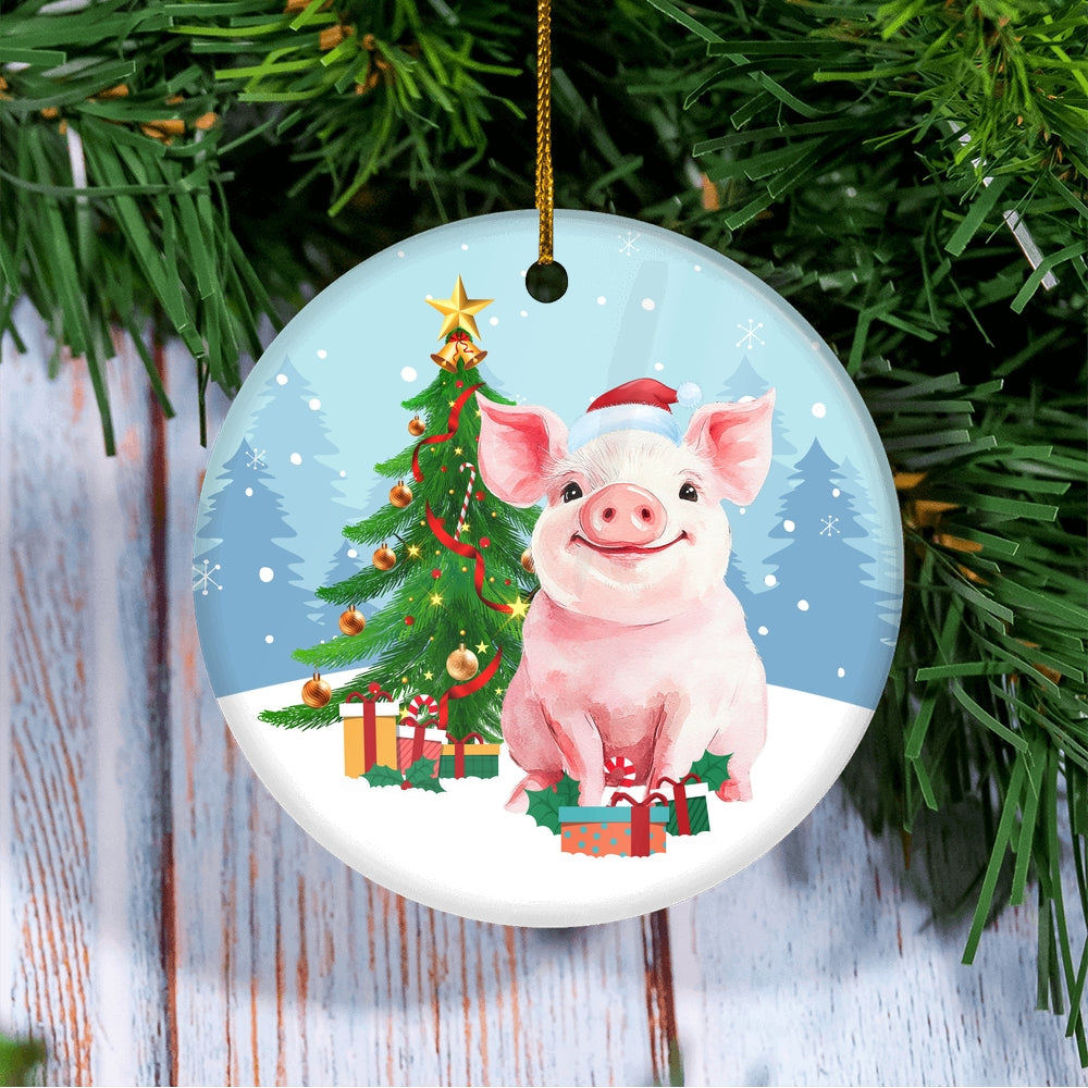 Merry Christmas Tree Pig Christmas Tree Ornament | siriusteestore