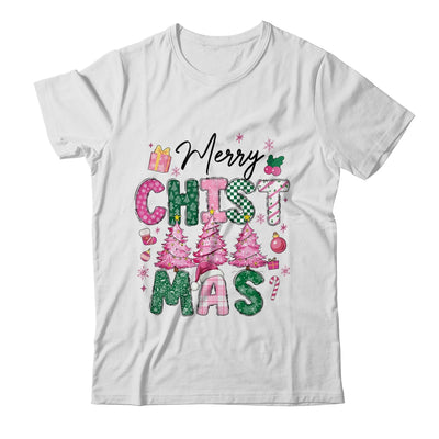 Merry Christmas Tree Pink Christmas Retro Vibes Girls Women Shirt & Sweatshirt | siriusteestore