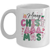 Merry Christmas Tree Pink Christmas Retro Vibes Girls Women Mug | siriusteestore