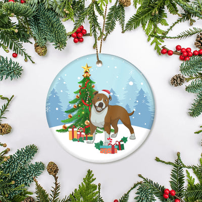 Merry Christmas Tree Pitbull Christmas and Dogs Gift for Dog Lovers Christmas Tree Ornament | siriusteestore