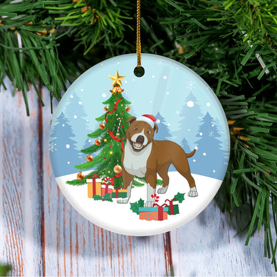 Merry Christmas Tree Pitbull Christmas and Dogs Gift for Dog Lovers Christmas Tree Ornament | siriusteestore