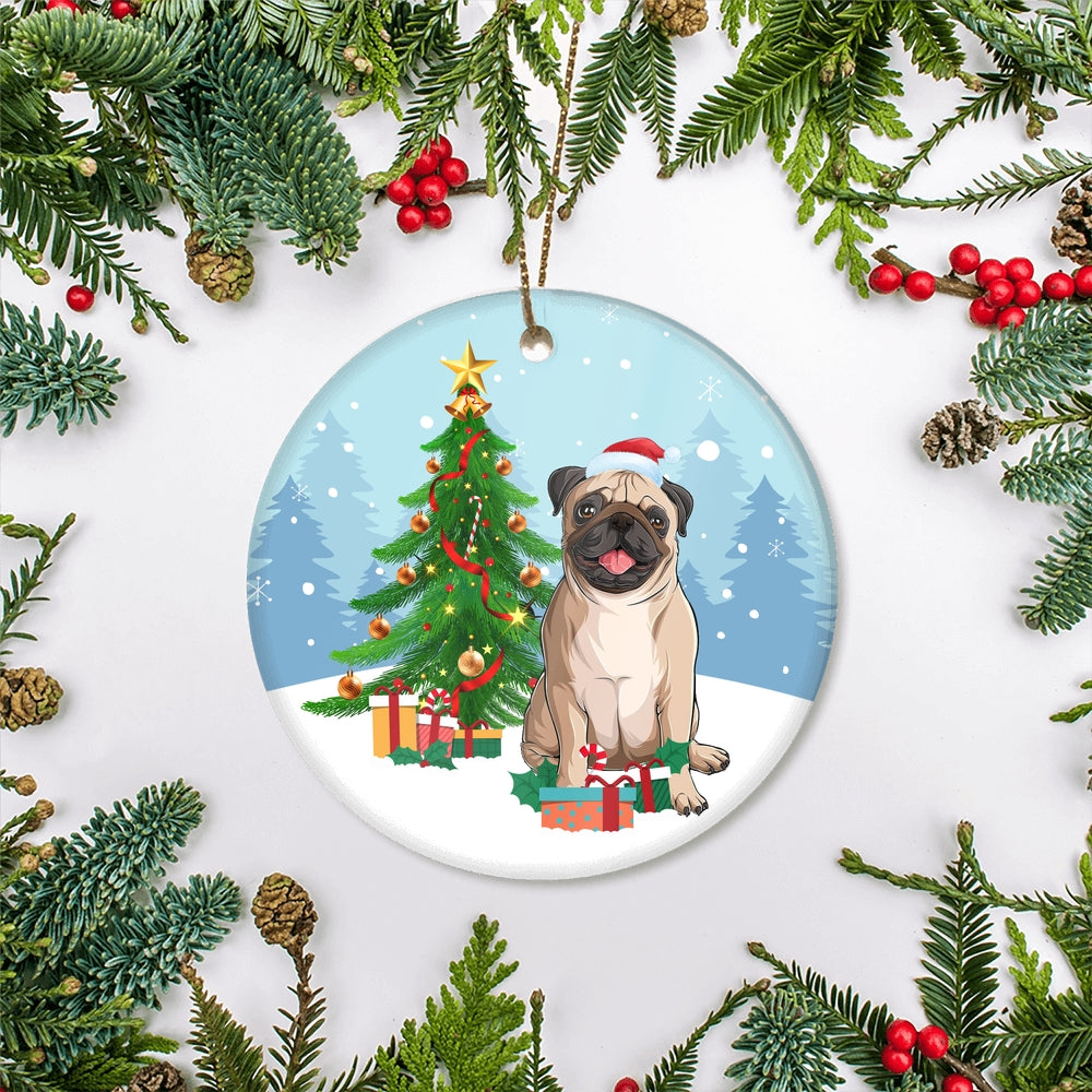 Merry Christmas Tree Pug Christmas and Dogs Gift for Dog Lovers Christmas Tree Ornament | siriusteestore