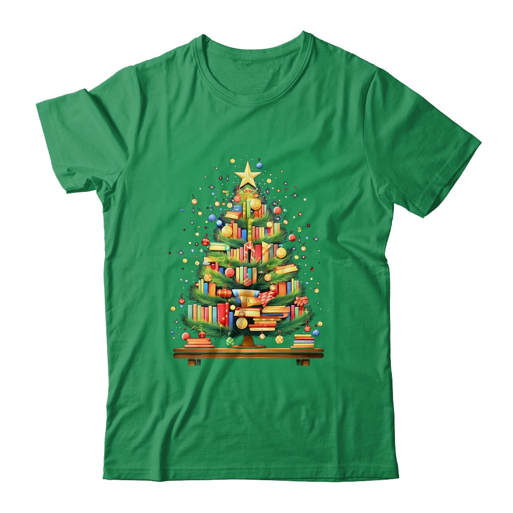 Merry Christmas Tree Reading Books Lover Librarian Nerd Shirt & Sweatshirt | siriusteestore