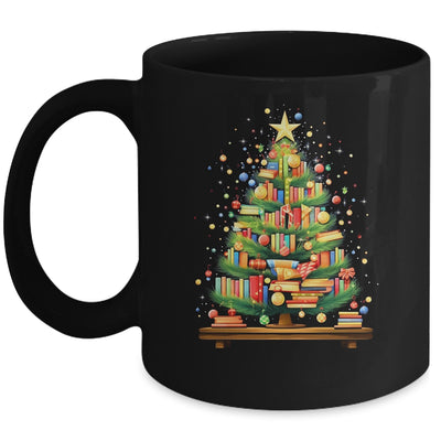 Merry Christmas Tree Reading Books Lover Librarian Nerd Mug | siriusteestore