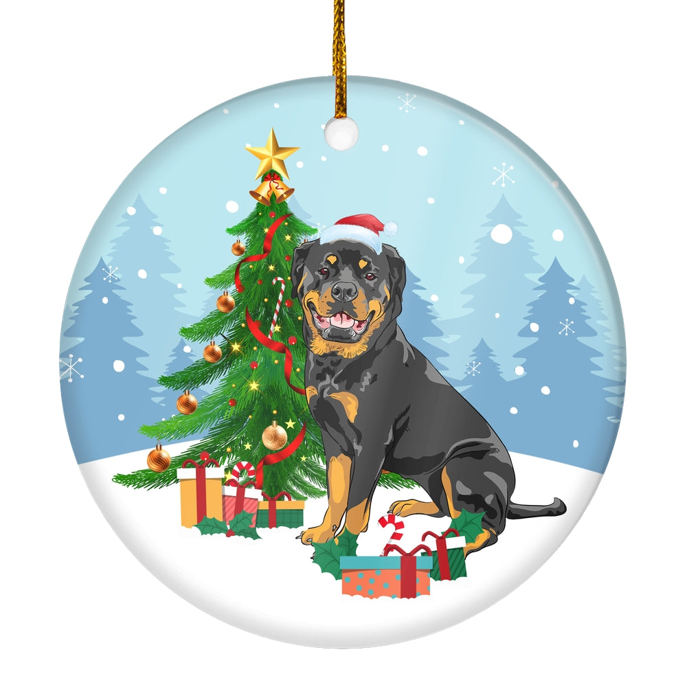 Merry Christmas Tree Rottweiler Christmas and Dogs Gift for Dog Lovers Christmas Tree Ornament | siriusteestore