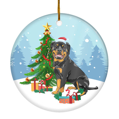 Merry Christmas Tree Rottweiler Christmas and Dogs Gift for Dog Lovers Christmas Tree Ornament | siriusteestore