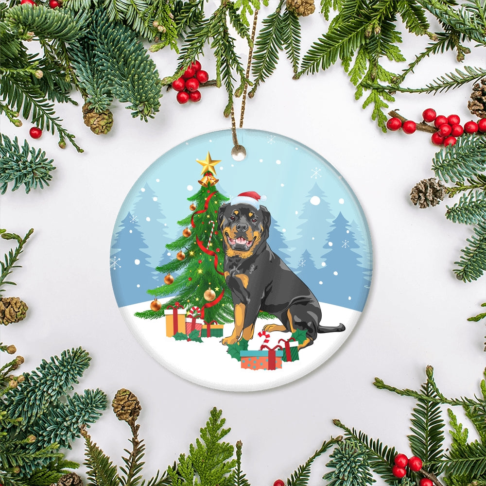 Merry Christmas Tree Rottweiler Christmas and Dogs Gift for Dog Lovers Christmas Tree Ornament | siriusteestore